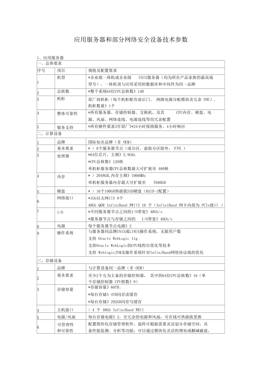 应用服务器与网络安全设备技术参数及咨询服务要点